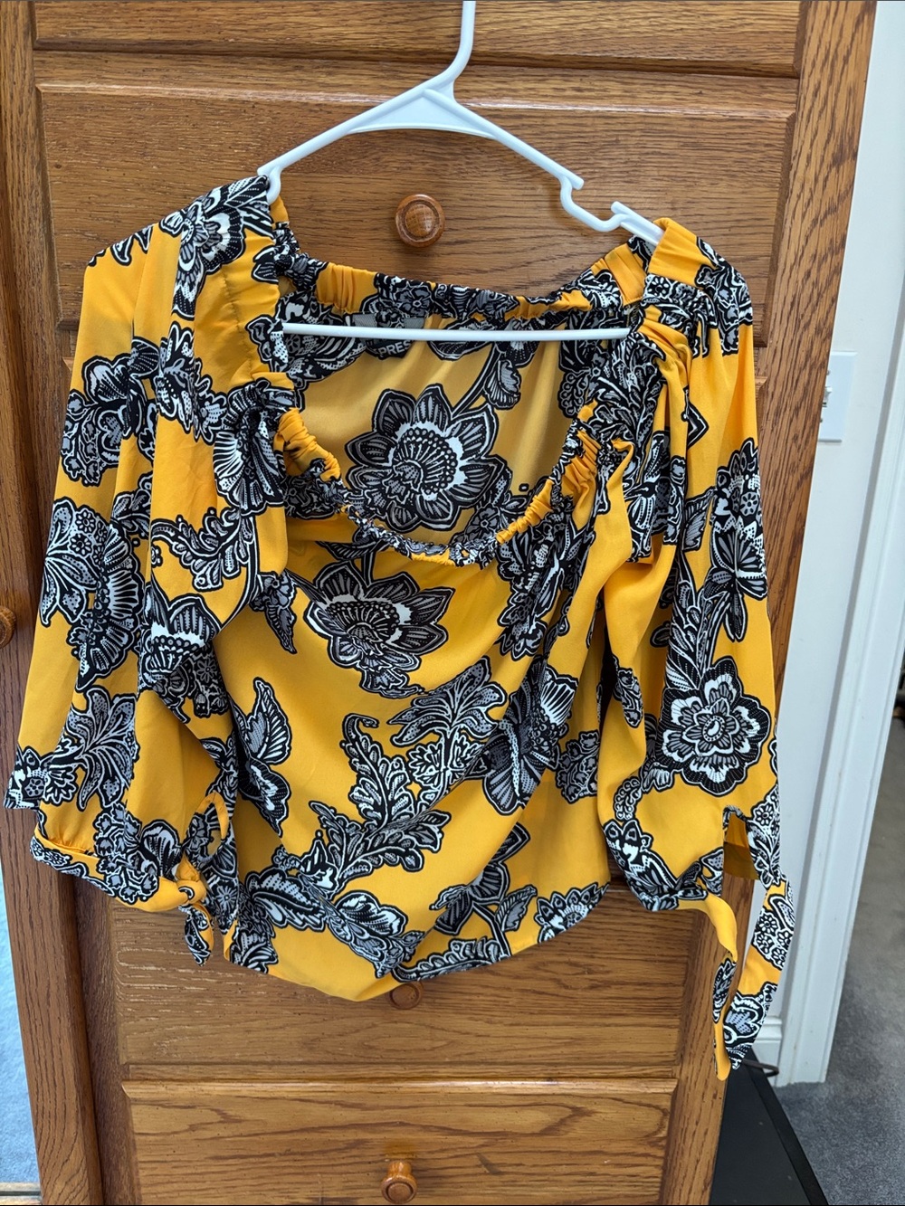 Express Yellow Floral Off-the-Shoulder Blouse